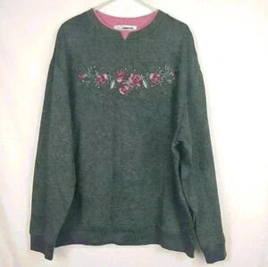 Feathers Floral Gray Sweater Women's Sz 2X.